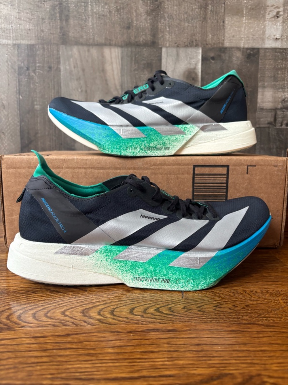 Adidas Adizero Adios Pro 4 Running Shoes Black Green JR6365 Men’s Size 12.5